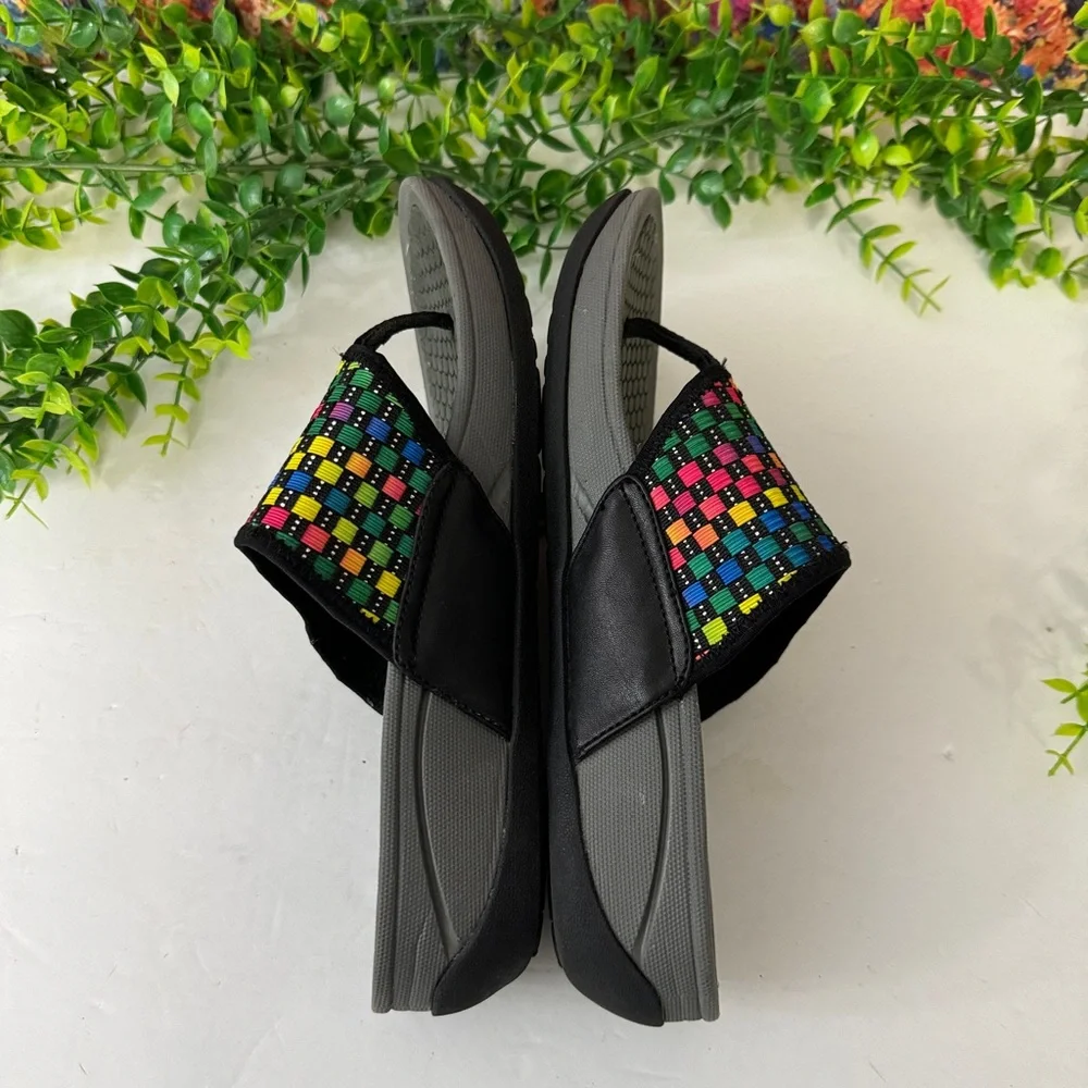 BareTraps Dasie Platform Rebound Sandals Black Bright Multi Size 9M